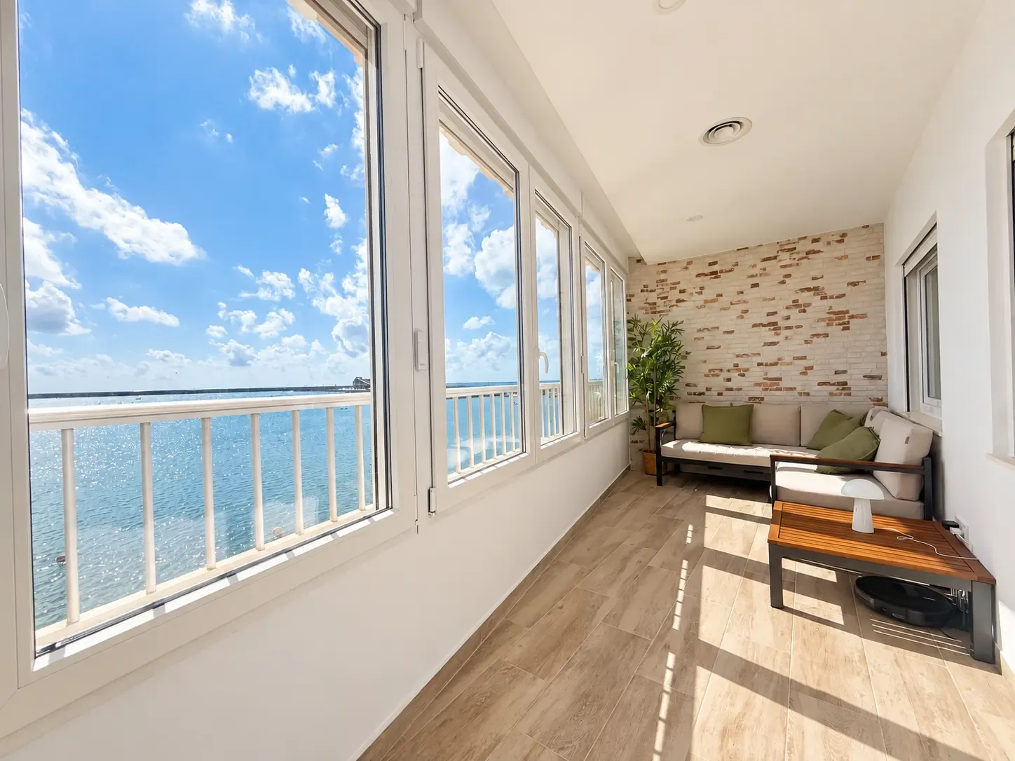 Direct beachfront view of the Mediterranean from the apartment in Torrevieja